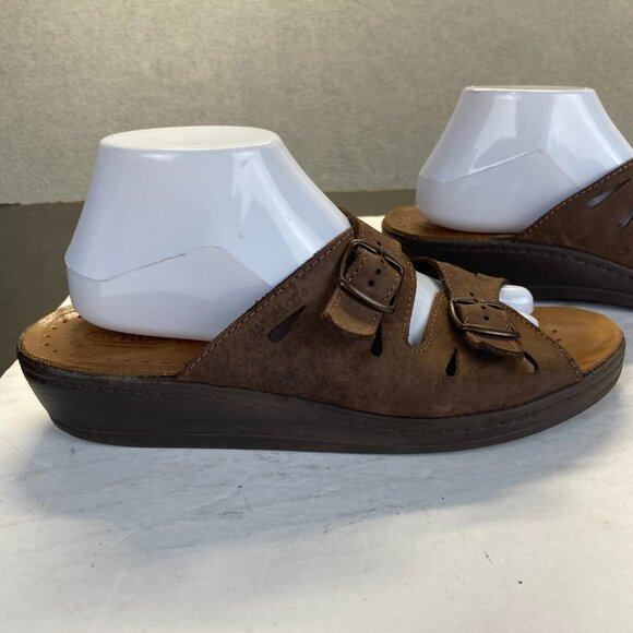 FLY FLOT Anatomic Womens Brown Leather Strappy Slides Sandals Size 42,ITALY - Picture 11 of 14